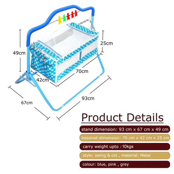 Vparents_New_Born_Baby_Crib_Bassinet_Cot_Swing_Cradlejhula_Palna_-_Rosy_(Blue)