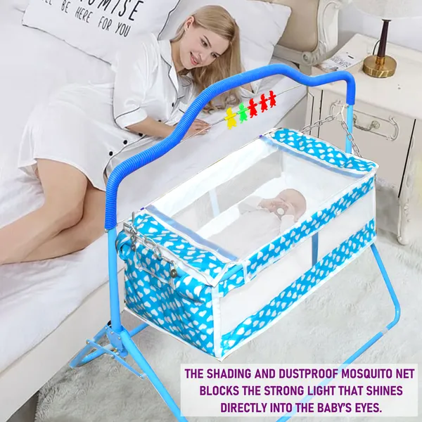 Vparents_New_Born_Baby_Crib_Bassinet_Cot_Swing_Cradlejhula_Palna_-_Rosy_(Blue)