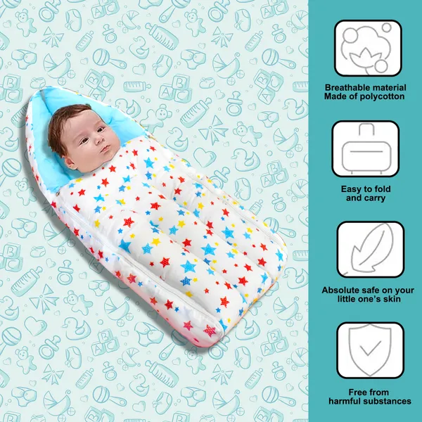 Joy_Sleeping_Bag_3_in_1_Baby_Bed_&_Carry_Nest_Cotton_Baby_Bedding_for_New_Born_&_Infant,_Portable_Bassinet,_Unisex_Baby_Sleeping_Bed,_0M+_(Star_Print,Blue)