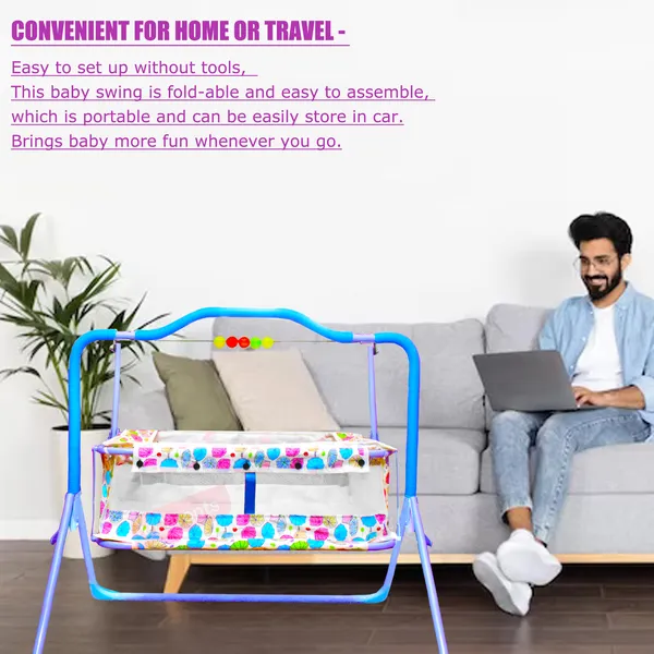 VParents_Umbi_New_Born_Baby_Crib_Bassinet_cot_Swing_Cradle�Jhula_Palna_(Blue)