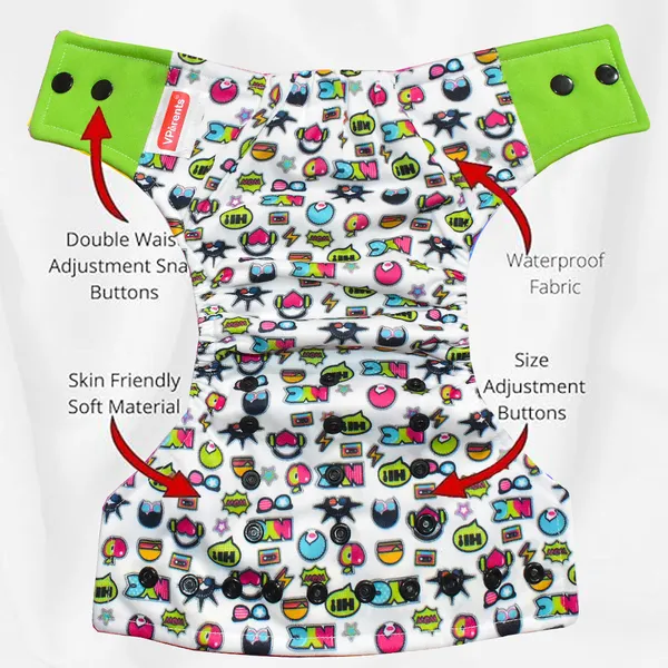 Mix�_Print_Reusable_and_Adjustable_Cloth_Diapers_With_ulta_absorbent_Insert_with_5_layers-_washable