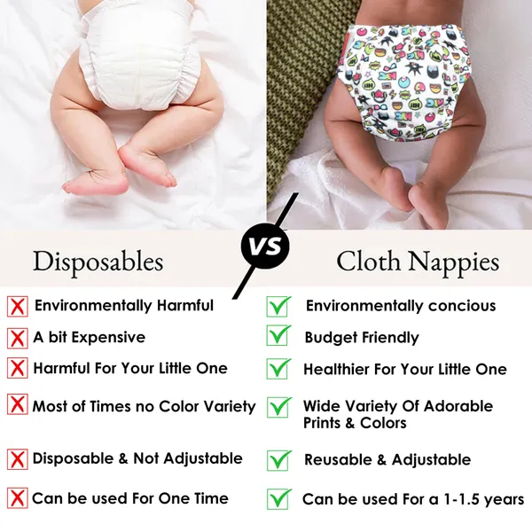 Mix�_Print_Reusable_and_Adjustable_Cloth_Diapers_With_ulta_absorbent_Insert_with_5_layers-_washable