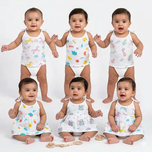 VParents_100%_Organic_Cotton_knoted_tying__frock_and_tying_jabla_Newborn_Baby_Girls_Sleeveless_Summerwear_Dress_Muslin_Frock_for_Infants_Pack_of_3_