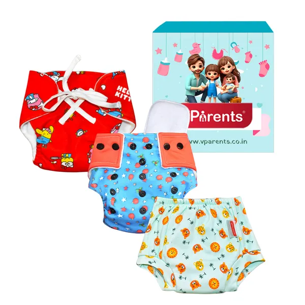 VParents_3_in_1_Combo_ofï¿½_Padded_Underwear_Nappies_and_Cloth_Diaper_with_insert_for_Diaper-Free_Time_Assorted_Design