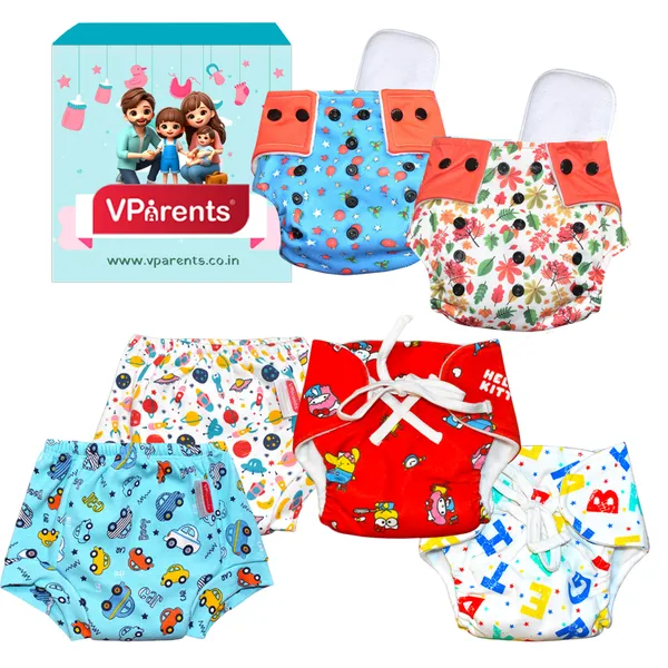 VParents_6_in_1_Combo_of�_Padded_Underwear_Nappies_and_Cloth_Diaper_with_insert_for_Diaper-Free_Time_Assorted_Design