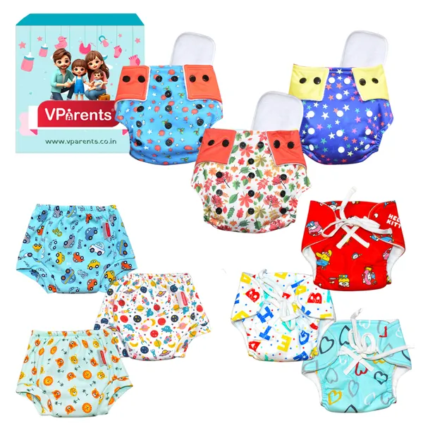 VParents_9_in_1_Combo_of_Padded_Underwear_Nappies_and_Cloth_Diaper_with_insert_for_Diaper-Free_Time_Assorted_Design