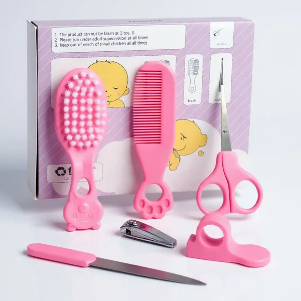 VParents_Baby_5in1_new_born_baby_Grooming_Kit_Set,nail_Cutter,_Scissor,_Filer,_hair_brush,_hair_comb_Baby_Grooming_Kit_for_New_Born_Baby,_Baby_Nail_Cutter,5pcs_(Pink)