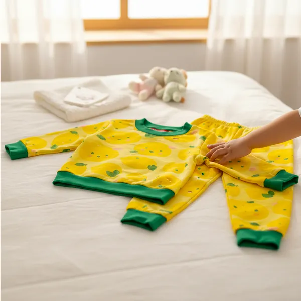 VParents_Bamboo_100%_cotton_Baby_and_Kids_Cotton_Printed_Pyjama_Set_Printed_Nightwear_Sleepwear_Trendy_Nightsuit_Set_for_Boys_and_Girls_kids_-Lemon