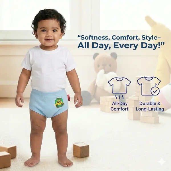 VParents Bloomer_for_Kids_Unisex,_100%_Pure_Cotton_Soft_&_Breathable_Underwear_Bloomers_for_Baby_Comfortable_&_Durable -_Blue_