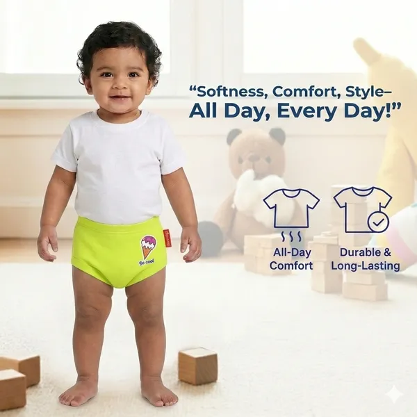 VParents Bloomer_for_Kids_Unisex,_100%_Pure_Cotton_Soft_&_Breathable_Underwear_Bloomers_for_Baby_Comfortable_&_Durable -_Green_