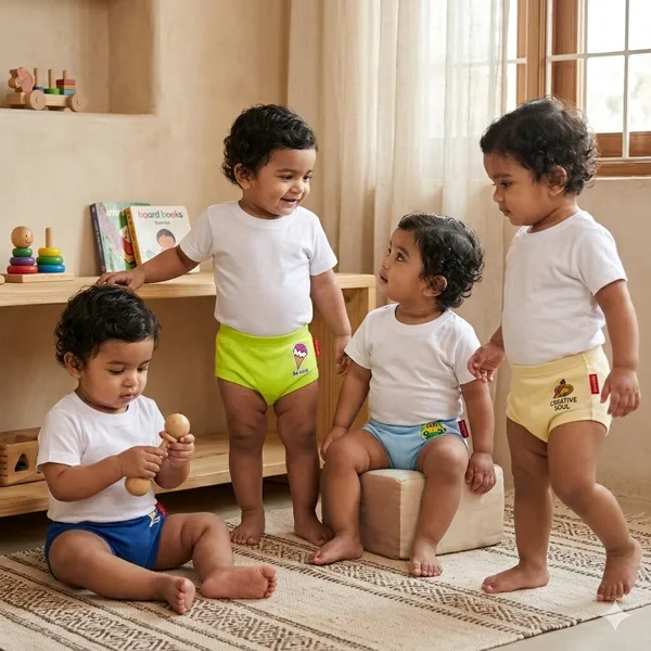 VParents Bloomer_for_Kids_Unisex,_100%_Pure_Cotton_Soft_&_Breathable_Underwear_Bloomers_for_Baby_Comfortable_&_Durable -_pack_of_4