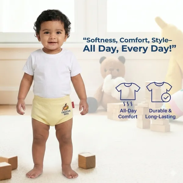 VParents Bloomer_for_Kids_Unisex,_100%_Pure_Cotton_Soft_&_Breathable_Underwear_Bloomers_for_Baby_Comfortable_&_Durable -_pack_of_6