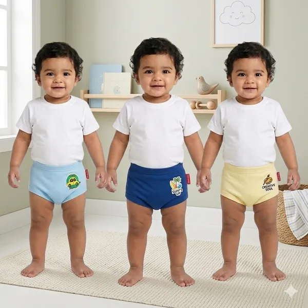 VParents Bloomer_for_Kids_Unisex,_100%_Pure_Cotton_Soft_&_Breathable_Underwear_Bloomers_for_Baby_Comfortable_&_Durable -pack_of_3