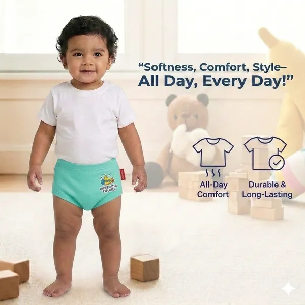VParents Bloomer_for_Kids_Unisex,_100%_Pure_Cotton_Soft_&_Breathable_Underwear_Bloomers_for_Baby_Comfortable_&_Durable -sea_Green_