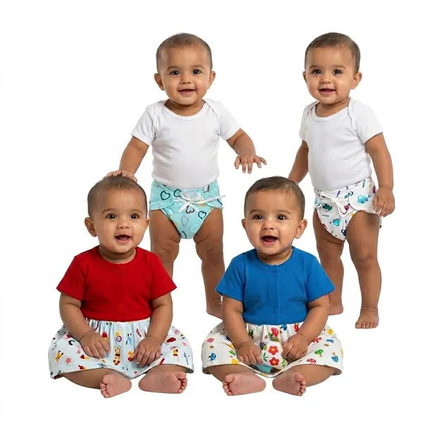 VParents_Cotton_Knee-Length_Half_Sleeves_Girls_Frock_and_6-12month_Nappies_foe_babies__pack_of_2