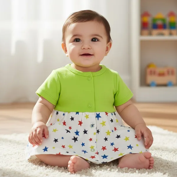 VParents_Cotton_Knee-Length_Half_Sleeves_Girls_Frock_pack_of_5