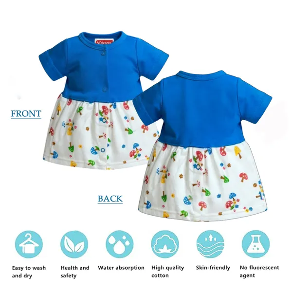 VParents_Cotton_Knee-Length_Half_Sleeves_Girls_Frocks_pack_of_3