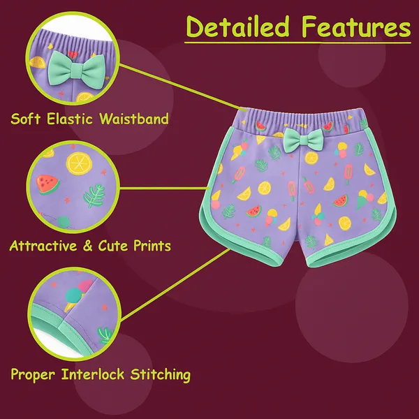 VParents_Cotton_Knee-Length_Halfsleeves_Girls_Frock_and_Girls_shorts_pack_of_4