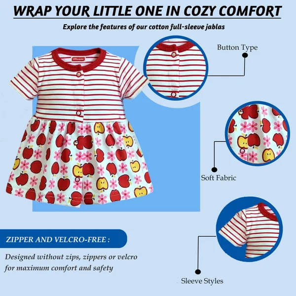 VParents_Cotton_Knee-Length_Halfsleeves_Girls_Frock_and_Girls_shorts_pack_of_4