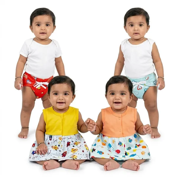 VParents_Cotton_Knee-Length_Sleeveless_Girls_Frock_and_6-12month_Nappies_for_babies__pack_of_2