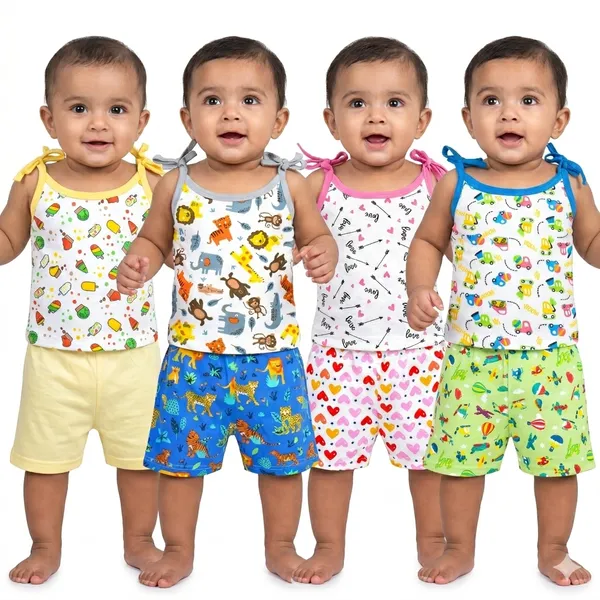 Pure_Cotton_Half_sleeves__jabla_and_Shorts_(pack_of_4)_for_both_boys_and_girls