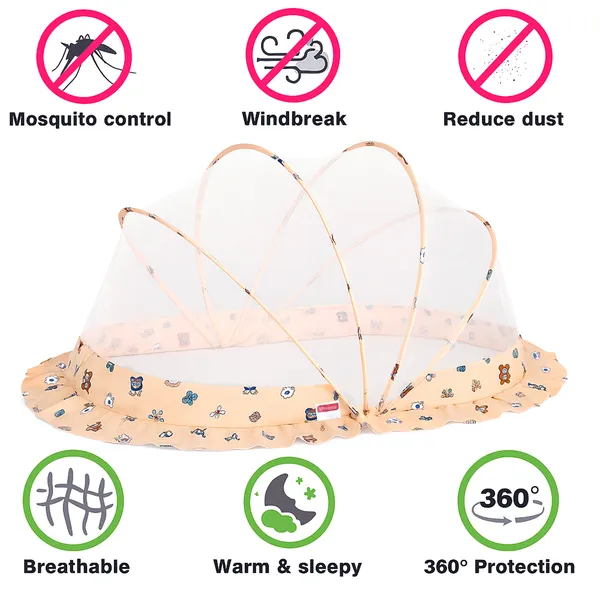 VParents_Foldable_Baby_Mosquito_Net,_Bottomless_Net_for_Infants,_for_Safe_&_Easy_Use,Ensures_Your_Baby's_Safe_Sleep_110_x_65_x_60cms,_for_Babies_&_Toddlers_(0_to_18_Months)_Color_Pattern,Multicolor