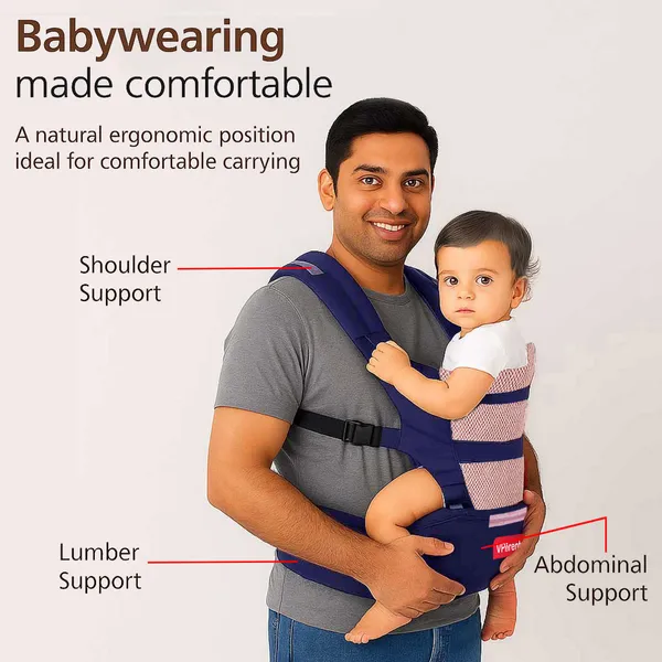 VParents_Hip_Seat_Baby_Carrier_with_4_Carry_Positions,_Baby_Carrier_with_Hip_seat_for_3_to_36_Months_Baby,_Adjustable_New-Born_to_Toddler_Carrier,_Max_Weight_Up_to_15_Kgs_Royal_(Blue)