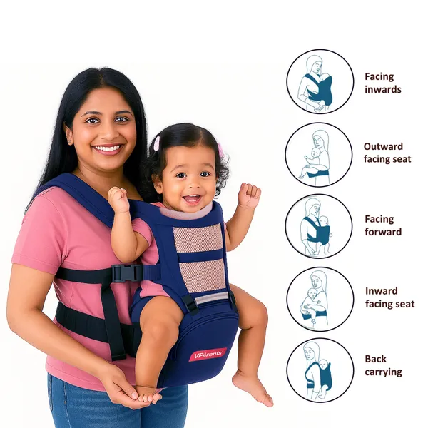 VParents_Hip_Seat_Baby_Carrier_with_4_Carry_Positions,_Baby_Carrier_with_Hip_seat_for_3_to_36_Months_Baby,_Adjustable_New-Born_to_Toddler_Carrier,_Max_Weight_Up_to_15_Kgs_Royal_(Blue)