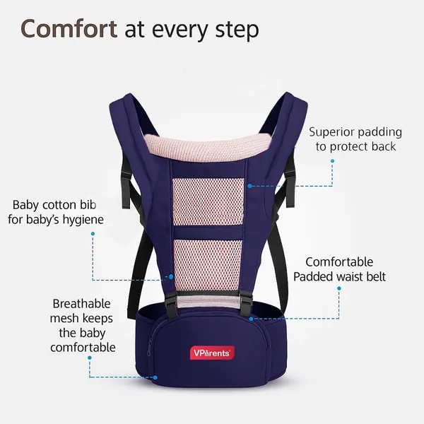 VParents_Hip_Seat_Baby_Carrier_with_4_Carry_Positions,_Baby_Carrier_with_Hip_seat_for_3_to_36_Months_Baby,_Adjustable_New-Born_to_Toddler_Carrier,_Max_Weight_Up_to_15_Kgs_Royal_(Blue)
