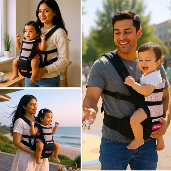 VParents_Hip_Seat_Baby_Carrier_with_4_Carry_Positions,_Baby_Carrier_with_Hip_seat_for_3_to_36_Months_Baby,_Adjustable_New-Born_to_Toddler_Carrier,_Max_Weight_Up_to_15_Kgs _Royal(Black)