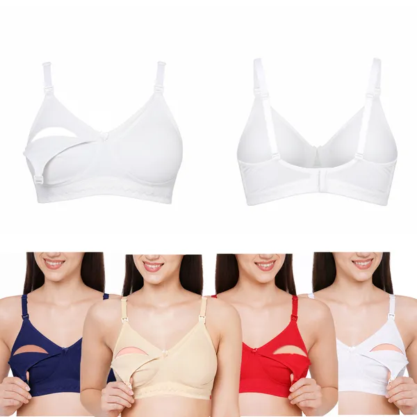 VParents_Women's_Cotton_Multicolor_Full_Cup_Non_Padded_Feeding_Bra/Nursing_Bra/Maternity_Bra_Combo_Pack_of_4