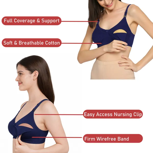VParents_Women's_Cotton_Multicolor_Full_Cup_Non_Padded_Feeding_Bra/Nursing_Bra/Maternity_Bra_Combo_-_Pack_of_3