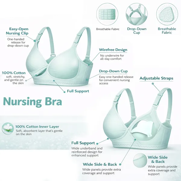 VParents_Women's_Cotton_Multicolor_Full_Cup_Non_Padded_Feeding_Bra/Nursing_Bra/Maternity_Bra_Combo_size_32_-_Pack_of_5