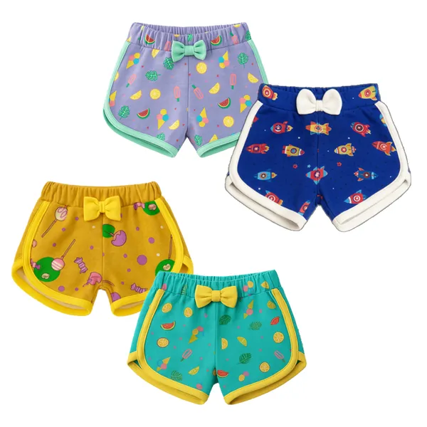 VParents_cotton_Girls_baby_Shorts_for_infant_and_toddler_Printed_Set_of_4_-_Multi-Coloured_-Assorted_Design_