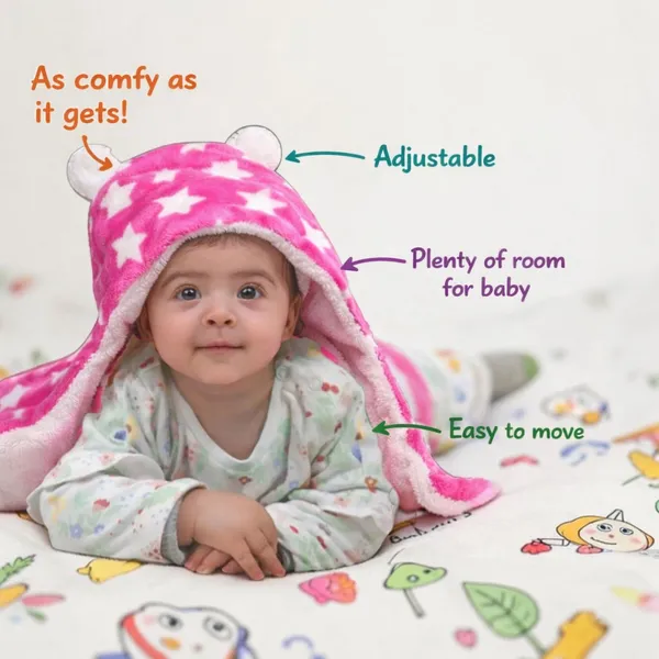 VParents__3-in-1_Soft_Hooded_Baby_Blanket_Wrapper_-0-6_Months_Swaddle_for_New_Born_Sleeping_Bag_Gift__Bath_Towel_Bath_Robe_Pack_of_1_-(pink)