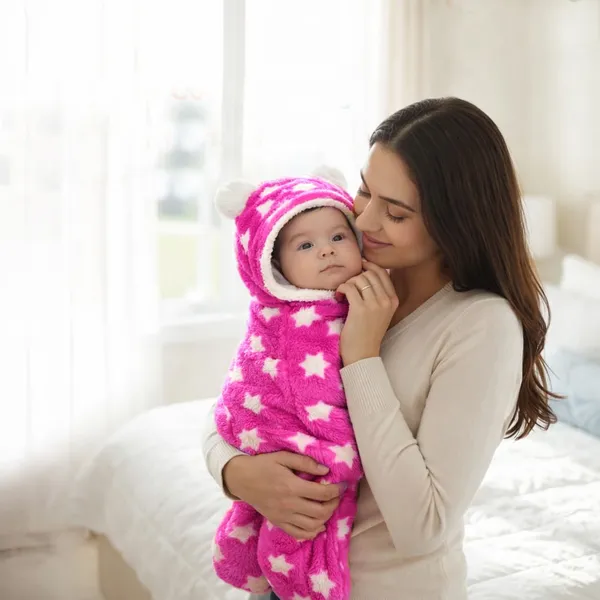 VParents__3-in-1_Soft_Hooded_Baby_Blanket_Wrapper_-0-6_Months_Swaddle_for_New_Born_Sleeping_Bag_Gift__Bath_Towel_Bath_Robe_Pack_of_1_-(pink)