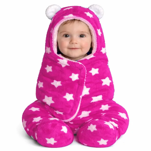 VParents__3-in-1_Soft_Hooded_Baby_Blanket_Wrapper_-0-6_Months_Swaddle_for_New_Born_Sleeping_Bag_Gift__Bath_Towel_Bath_Robe_Pack_of_1_-(pink)