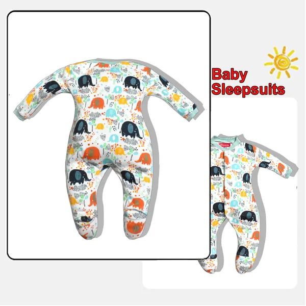 Full_Length_Printed_Baby_Footies_Sleepsuit_Romper_Pack_of_3-(Green)