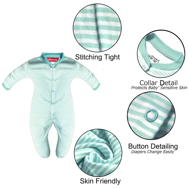 Full_Length_Printed_Baby_Footies_Sleepsuit_Romper_Pack_of_3-(Green)