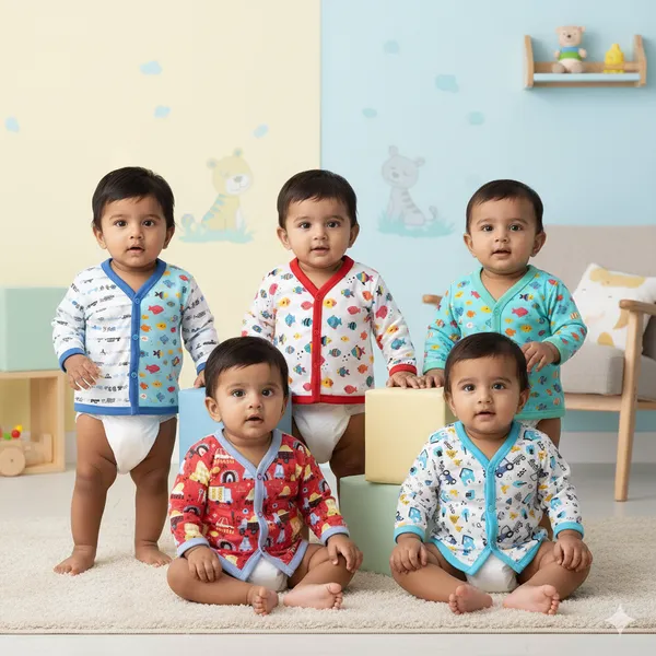 Vparents_Full_Sleeves_Cotton_New_Born_Baby_Boy's_&_Baby_Girls_Jabla_-Multicolour_-_Pack_Of_5_Assorted_Design_(0-3_Months)
