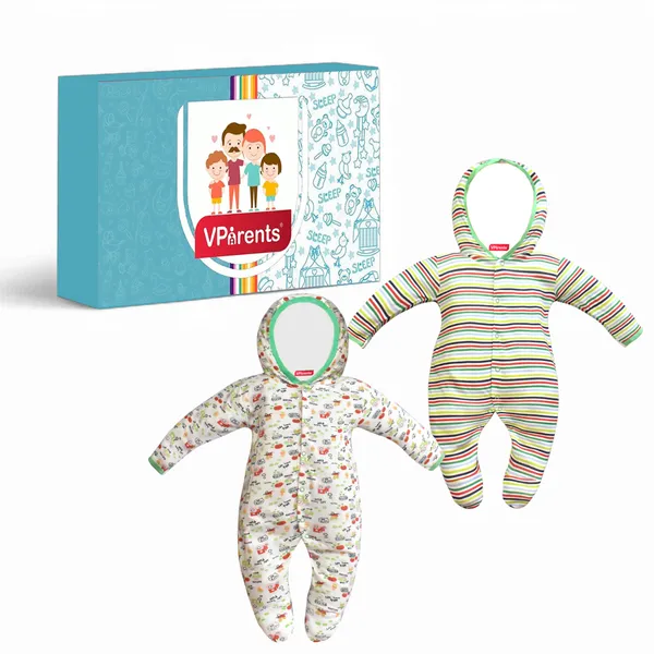 Zoey_Newborn_Baby_Boy's_and_Baby_Girl's_Cotton_Hooded_Striped_Full_Sleeve_Footies_Sleepsuit_Rompers_(Green)_Pack_of_2