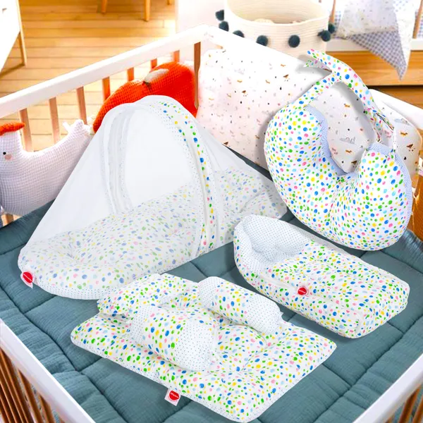 BlueBellbaby_4_Piece_Bedding_Set_with_Pillow_and_Bolsters_Sleeping_Bag_and_Bedding_Set_and_Feeding_Pillow_Combo_(Blue)