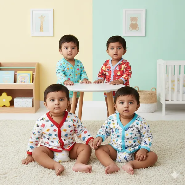 Vparents_Full_Sleeves_Cotton_New_Born_Baby_Boy's_&_Baby_Girls_Jabla_-Multicolour_-_Pack_Of_4_Assorted_Design_(0-3_Months)