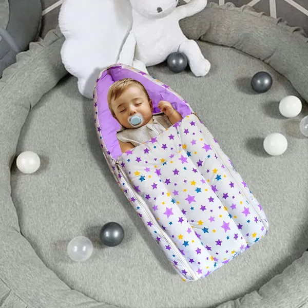 Joy_Baby_4_Piece_Bedding_Set_with_Pillow_and_Bolsters_Sleeping_Bag_and_Bedding_Set_and_Feeding_Pillow_Combo_(Purple)