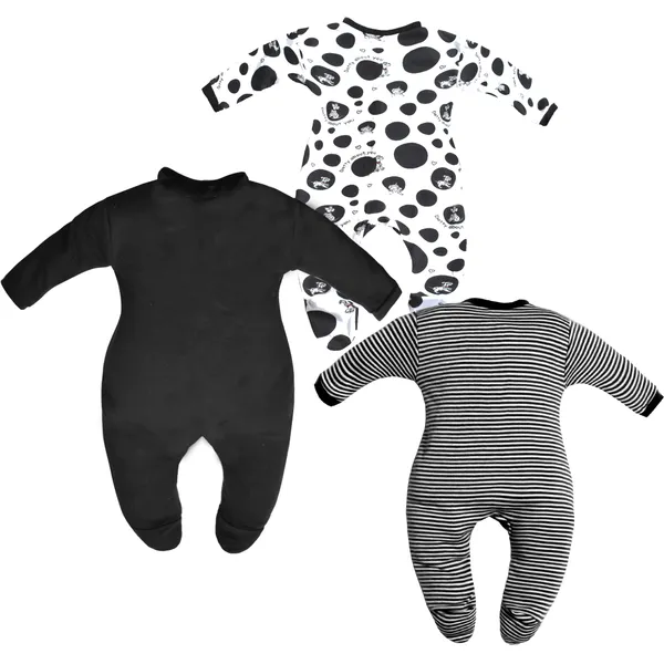 Full_Length_Printed_Baby_Footies_Sleepsuit_Romper_Pack_of_3-(Black)