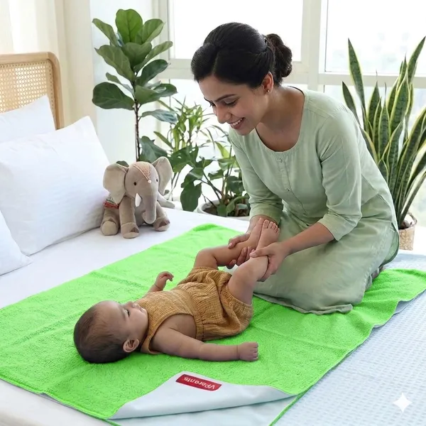 Chubby_Cheeks_Water_Proof_Baby_Bed_Protector_Reusable_Dry_Sheet_(Green)_(Medium)_(70_X_100)