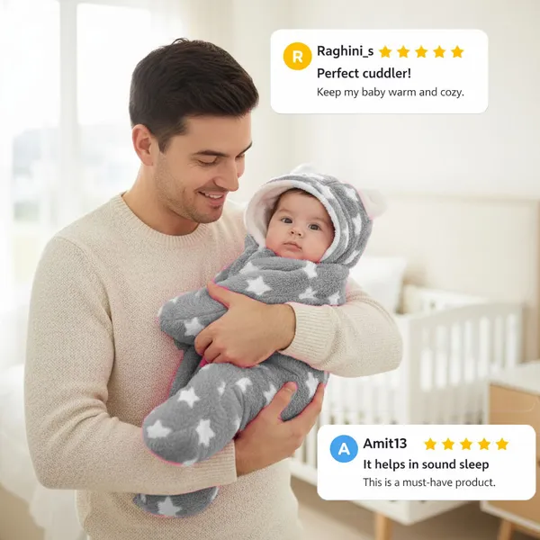 VParents__3-in-1_Soft_Hooded_Baby_Blanket_Wrapper_-0-6_Months_Swaddle_for_New_Born_Sleeping_Bag_Gift__Bath_Towel_Bath_Robe_Pack_of_2_Combo_-