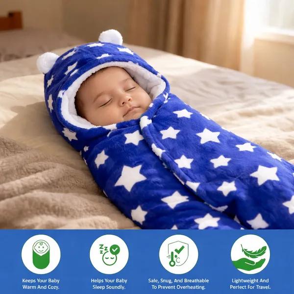 VParents__3-in-1_Soft_Hooded_Baby_Blanket_Wrapper_-0-6_Months_Swaddle_for_New_Born_Sleeping_Bag_Gift__Bath_Towel_Bath_Robe_Pack_of_2_Combo_-