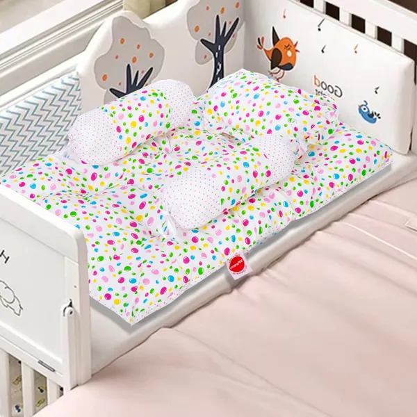 BlueBellbaby_4_Piece_Bedding_Set_with_Pillow_and_Bolsters_Sleeping_Bag_and_Bedding_Set_and_Feeding_Pillow_Combo_(Pink)_(Pink)