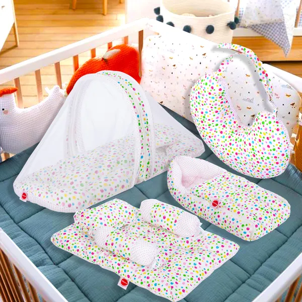 BlueBellbaby_4_Piece_Bedding_Set_with_Pillow_and_Bolsters_Sleeping_Bag_and_Bedding_Set_and_Feeding_Pillow_Combo_(Pink)_(Pink)